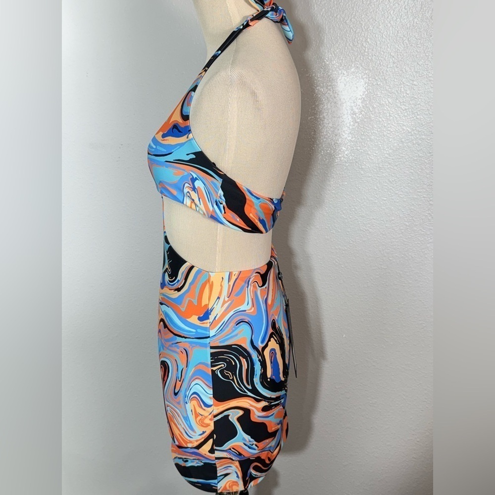 White Fox Boutique Like No Other Mini Dress size small orange/blue/black - Picture 8 of 14
